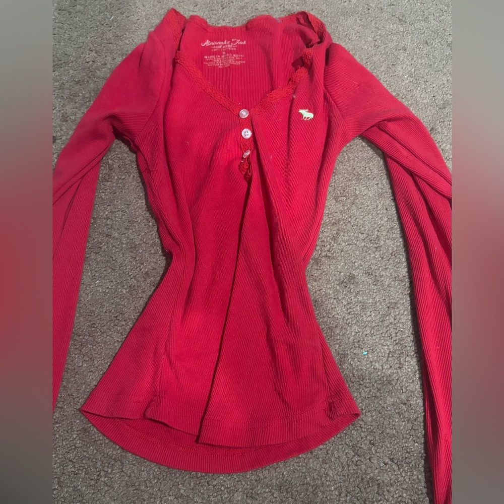 Abercrombie & Fitch Vibrant Red Cotton Top